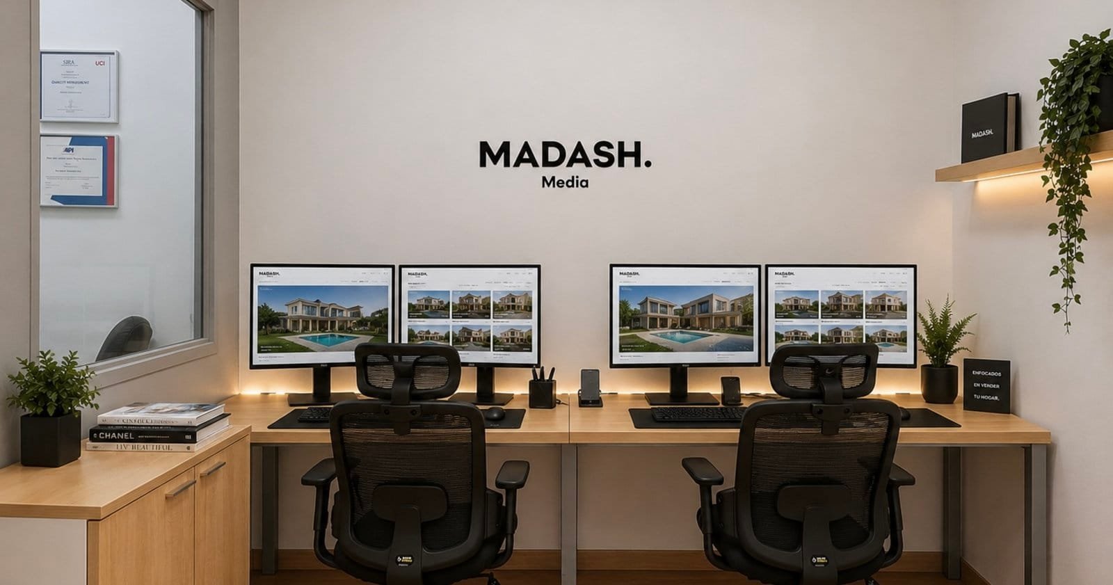 Espacio de trabajo en la oficina de MADASH GROUP