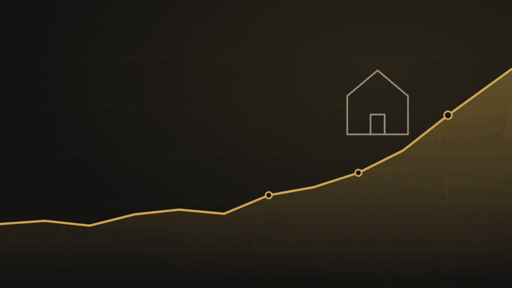 Gráfico ascendente del euríbor junto a una vivienda
