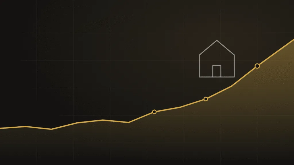 Gráfico ascendente del euríbor junto a una vivienda